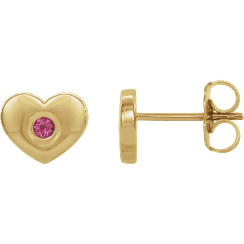 Fine pearl earrings-14KT GOLD 0.08 CTW PINK TOURMALINE HEART EARRINGS