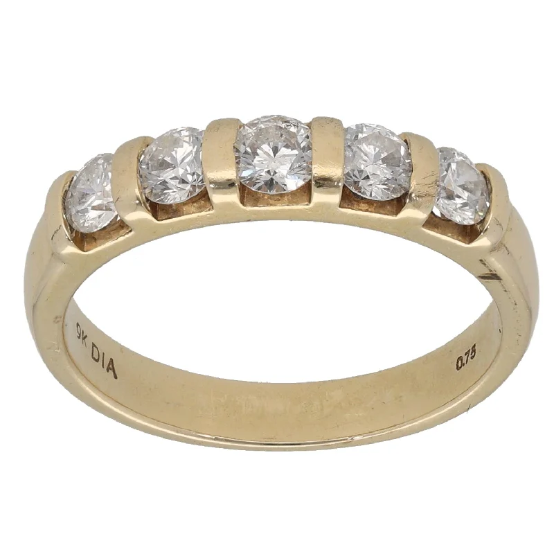 Pure druzy rings-9ct Gold 0.75ct Diamond Half Eternity Ring Size N