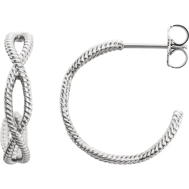 Onyx earrings-14KT White Gold Twist Rope Hoop Earrings