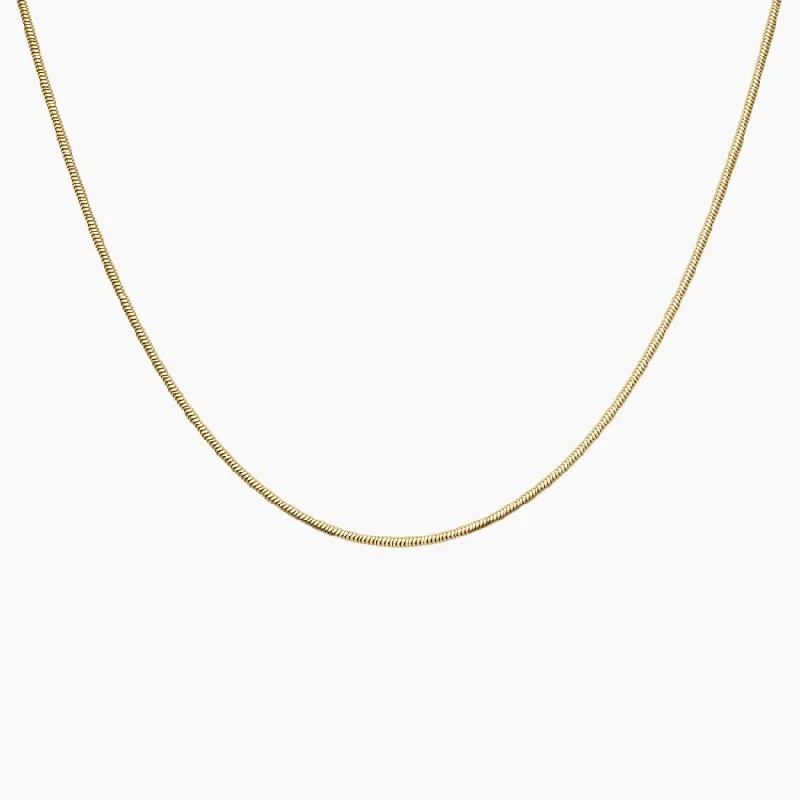 Flapper necklaces-18k Solid Gold Snake Bone Chain Necklace