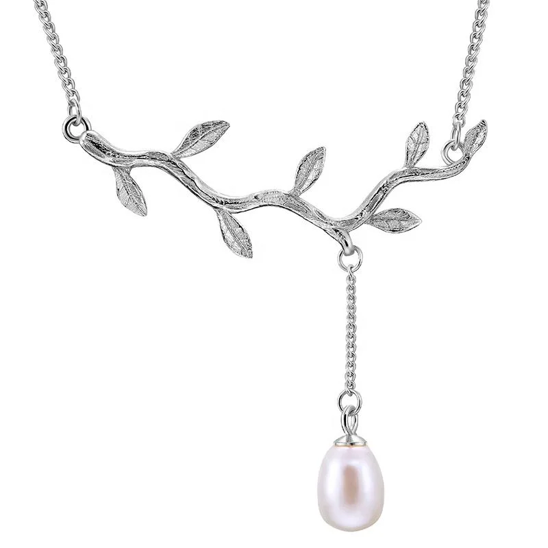 Twist knot necklaces-Waterdrops from the Olive Leaves Necklace