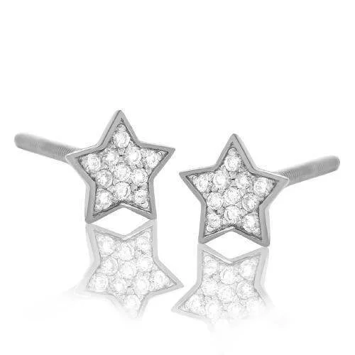 Flat disc earrings-14KW 0.10CTW DIAMOND FLAT STAR EARRING STUDS