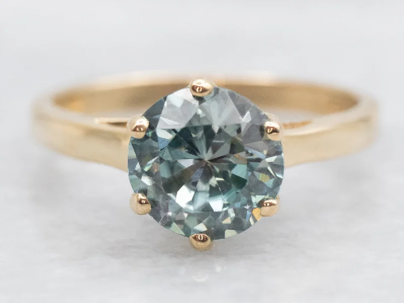 Solid stone rings-Blue Zircon Solitaire Ring