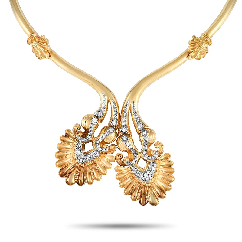 Ripple shape necklaces-Zolotas Vintage 18K Yellow Gold 2.0ct Diamond Necklace ZO01-111224