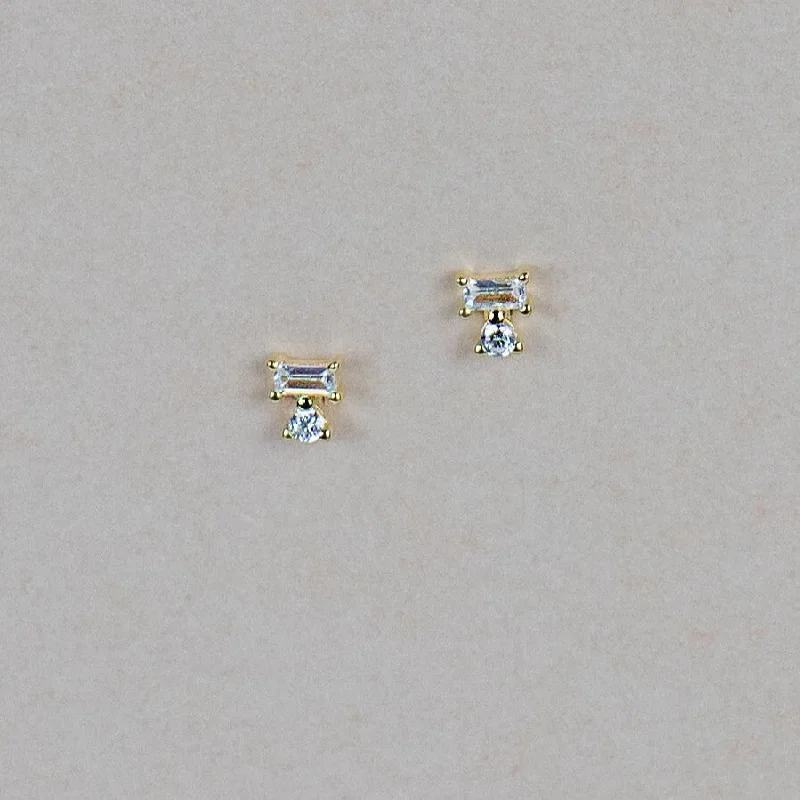 Sleek coin earrings-Tiny Geo Stud Earrings