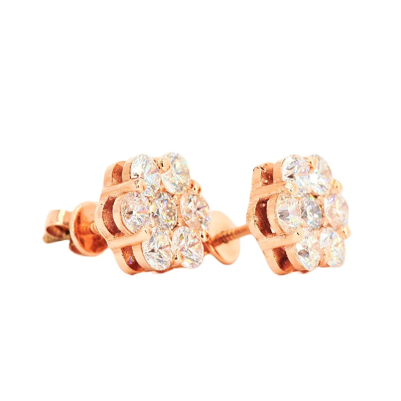 Two-tone earrings-Build your size:  CUSTOM SI, VS, VVS DIAMOND FLORAL/CLUSTER SETTING EARRINGS (0.30 CTW - 7.0 CTW) Each Pair