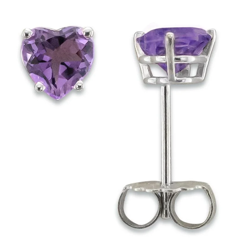 Sapphire stone earrings-14KT GOLD 0.80 CTW HEART AMETHYST EARRINGS