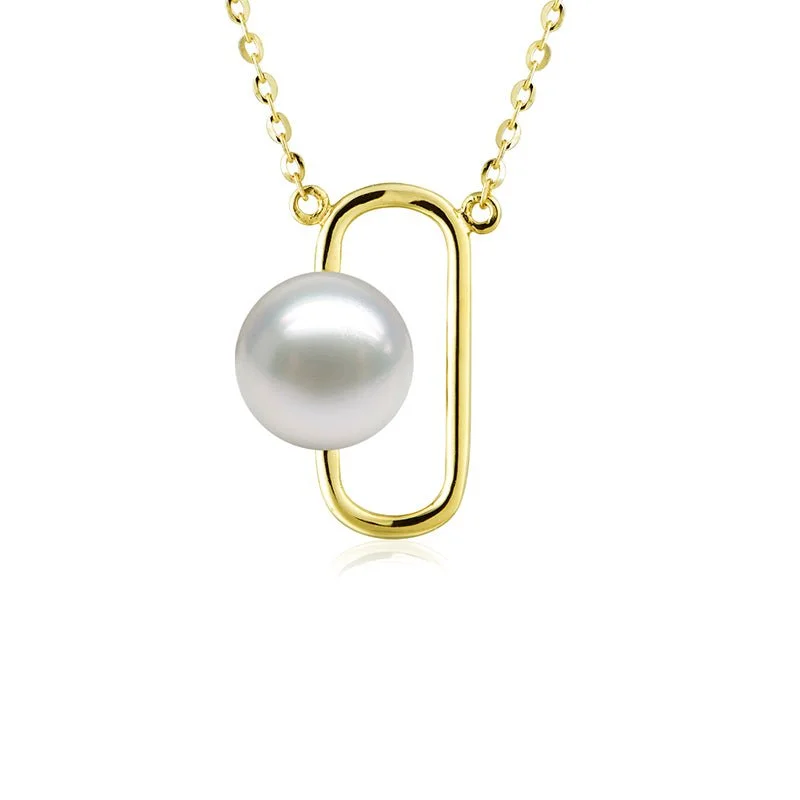 Slip knot necklaces-Natural Freshwater Pearl 18k Yellow Gold Necklace