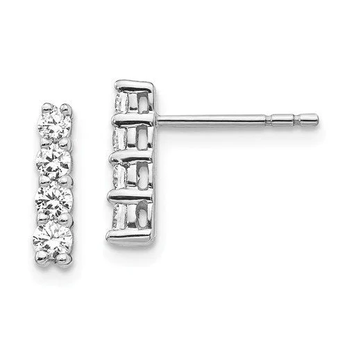 Thread tassel earrings-14KT WHITE GOLD 1/2 CARAT DIAMOND BAR EARRINGS