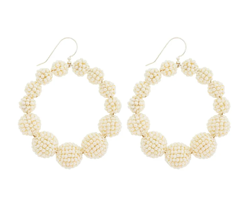 Pine wood earrings-<br>The Olivia Hoop <br> Cream