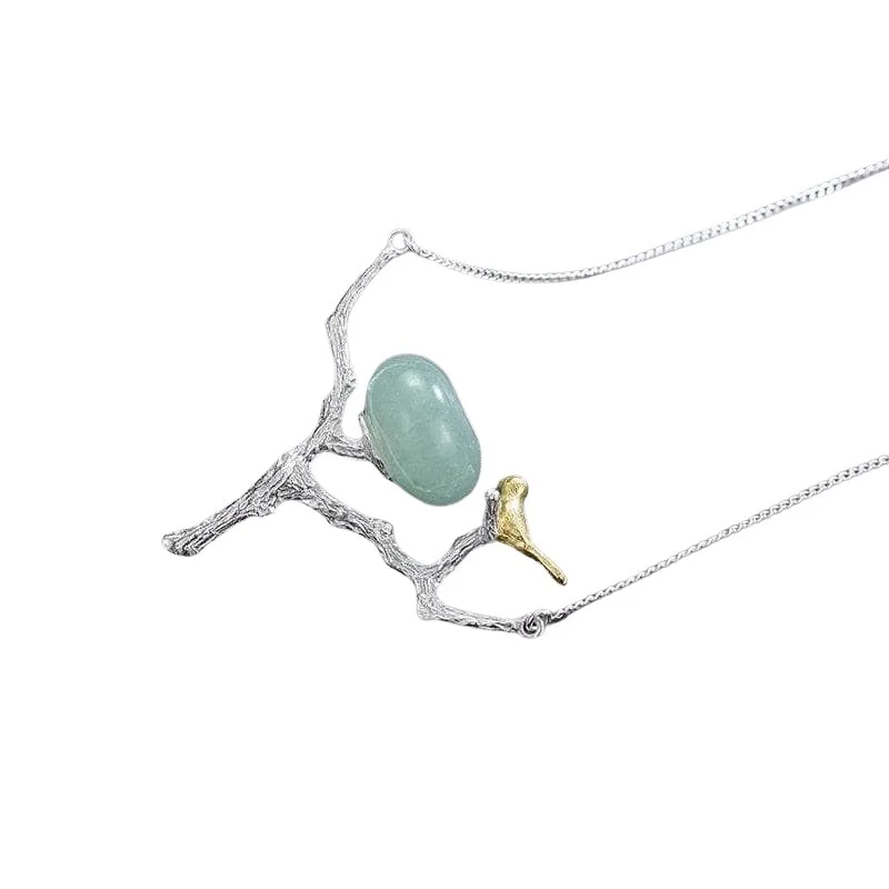 Ocean wave necklaces-Retray Bird Necklace with Aventurine