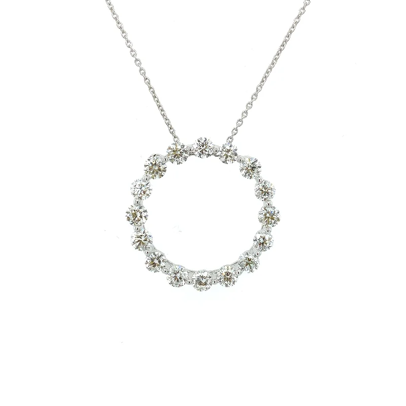 Hanging gem necklaces-18K White Gold 2.00cts Diamond Circle Necklace