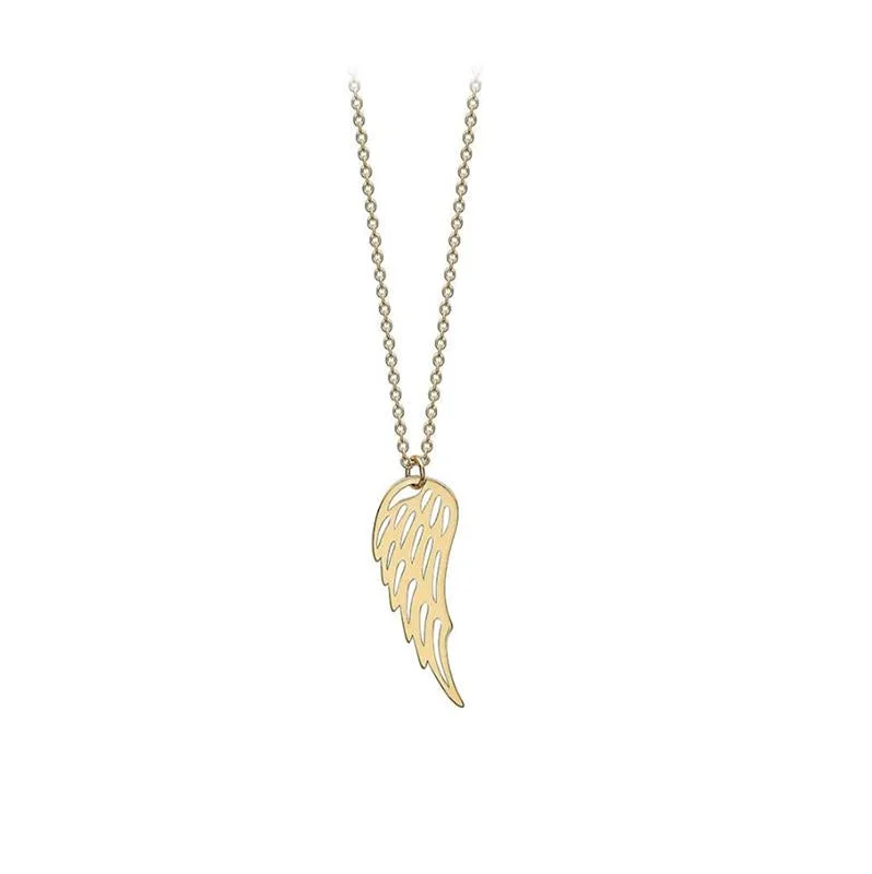 Aged style necklaces-9ct Yellow Gold Angel Wing Necklace