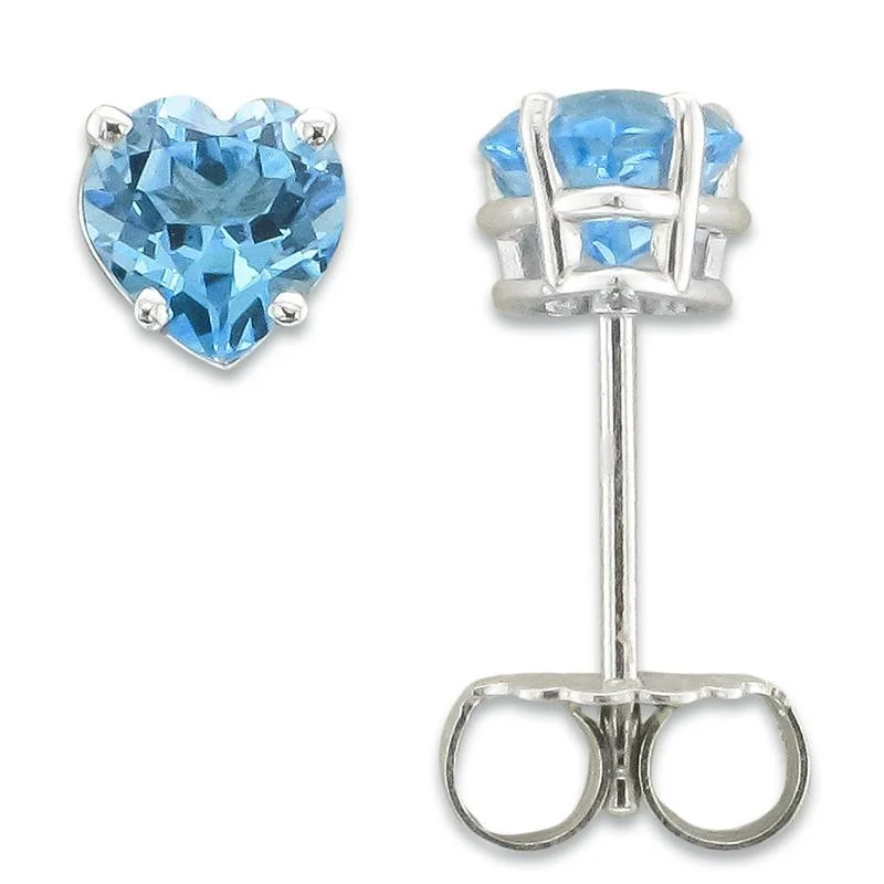 Fun pair earrings-14KT WHITE GOLD 1.10 CTW HEART SWISS BLUE TOPAZ EARRINGS