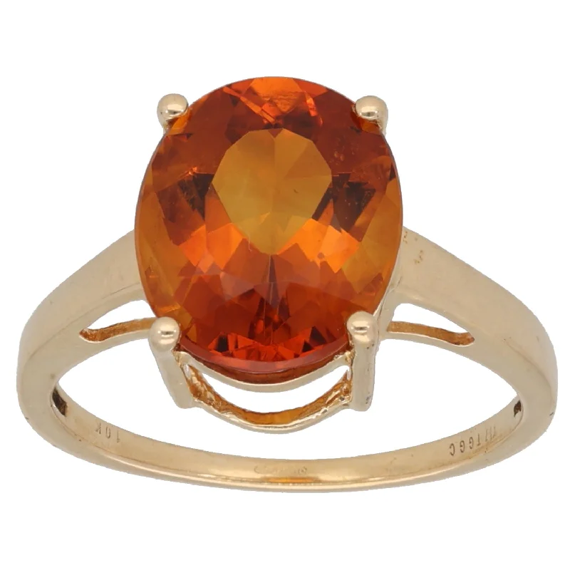 Fine pearl rings-9ct Gold Citrine Single Stone Ring Size P