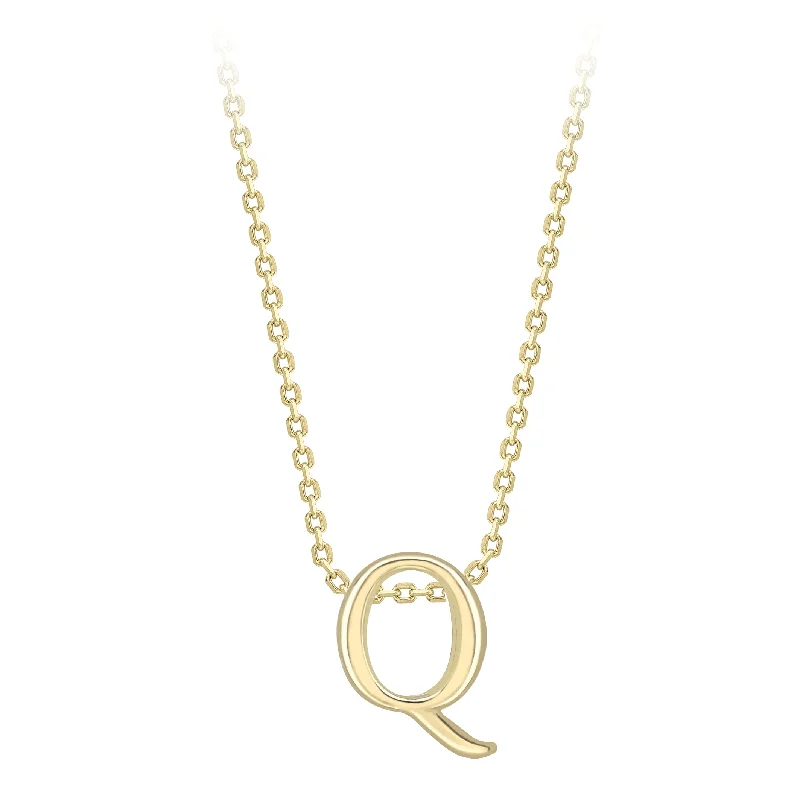 Grace charm necklaces-9K Yellow Gold Plain 'Q' Initial Pendant