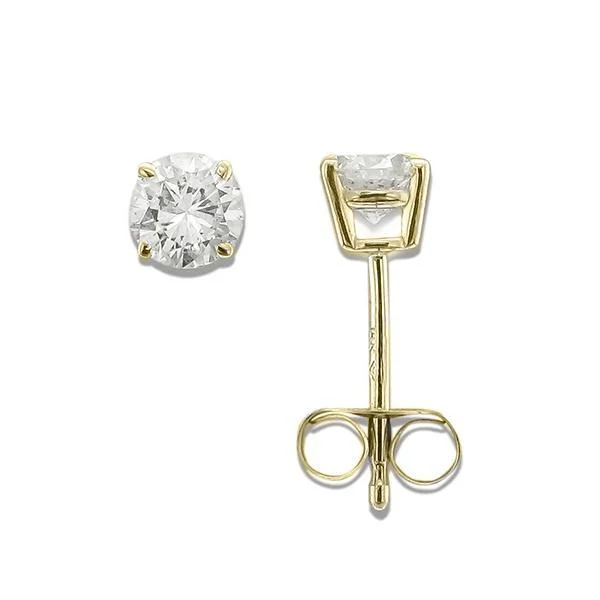 Regency style earrings-14KT YELLOW GOLD 1/2 CTW ROUND DIAMOND EARRINGS