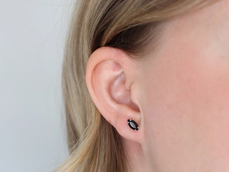 Pure shine earrings-Black Spinel Stud Earrings