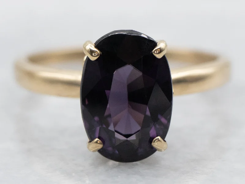 Open frame rings-Vintage Purple Spinel Solitaire Ring