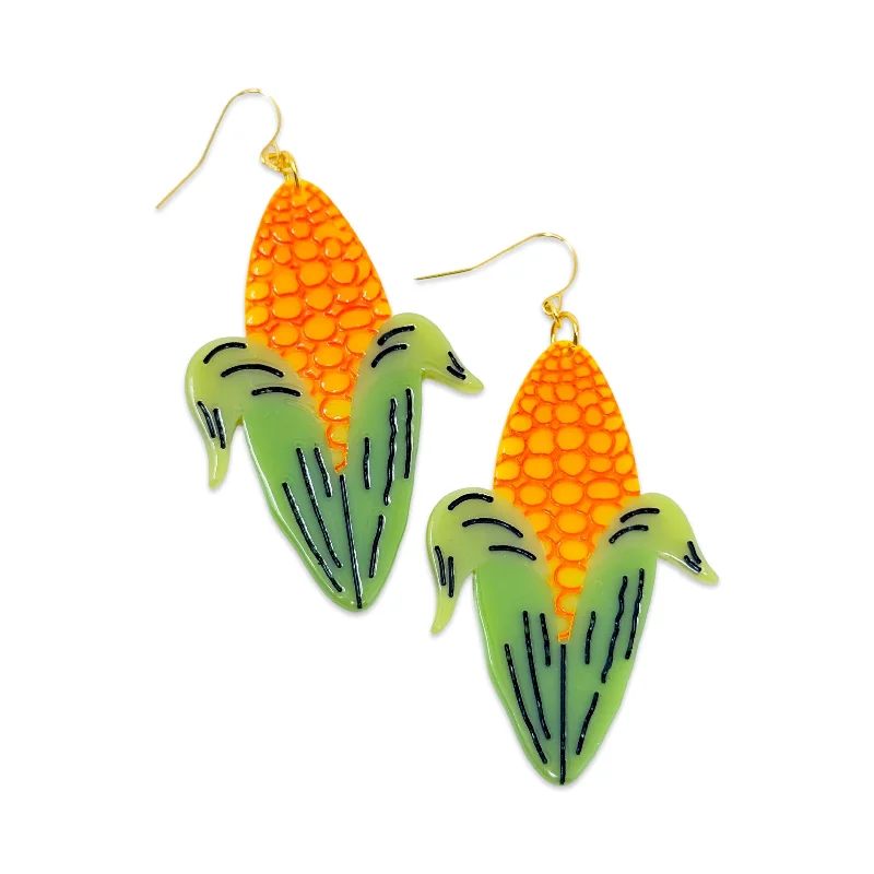 Tiered drop earrings-Corn Cob Acetate Earrings