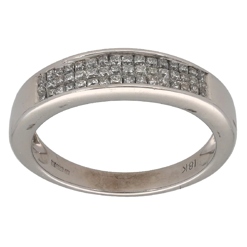 Mixed metal rings-18ct White Gold 0.48ct Diamond Half Eternity Ring Size P