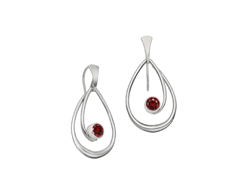 Regency style earrings-"Felicity" Sterling Silver and Faceted Garnet Earrings