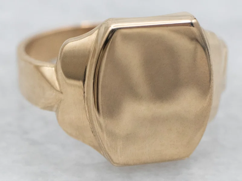 Pure shine rings-Vintage Gold Unisex Signet Ring