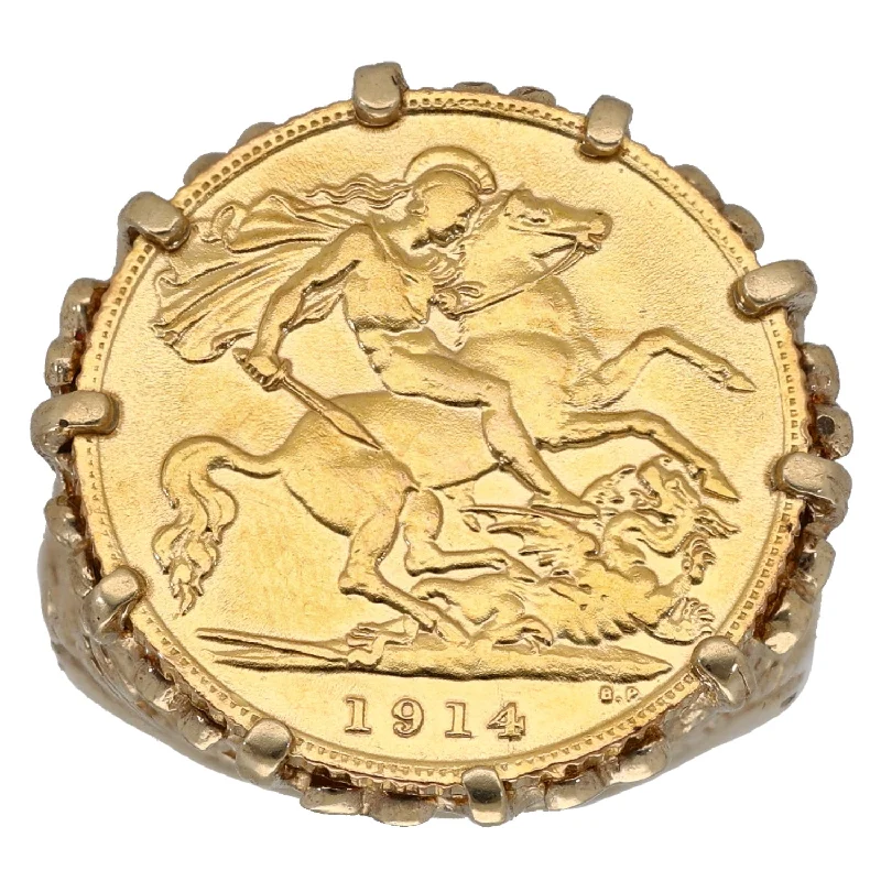 Aged lock rings-9ct Gold Coin Ring Size N