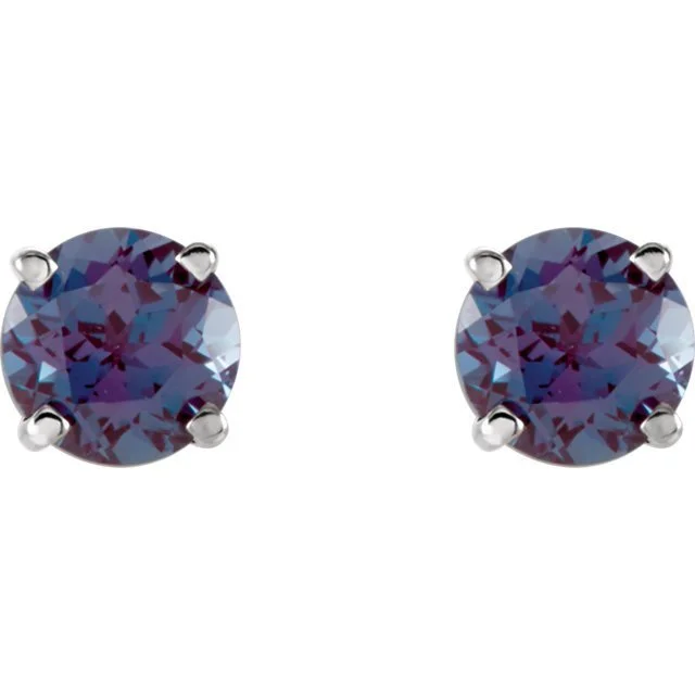 Soft bead earrings-14KT GOLD 1.40 CTW ROUND LAB ALEXANDRITE STUD EARRINGS