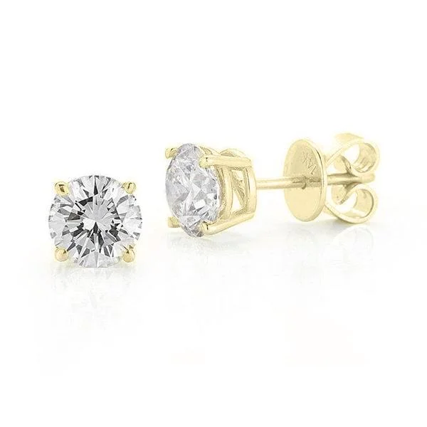 Fun pair earrings-14KT YELLOW GOLD 1.00 CTW ROUND DIAMOND EARRINGS