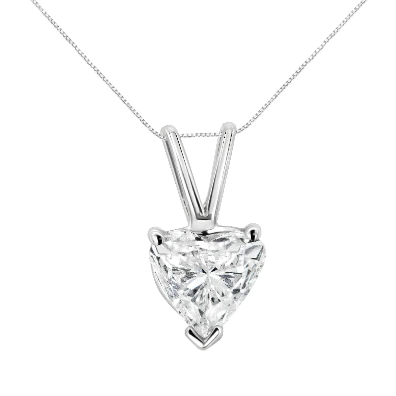 Oval shape necklaces-10K White Gold Diamond 3 Stone Trio Heart Stud Earring