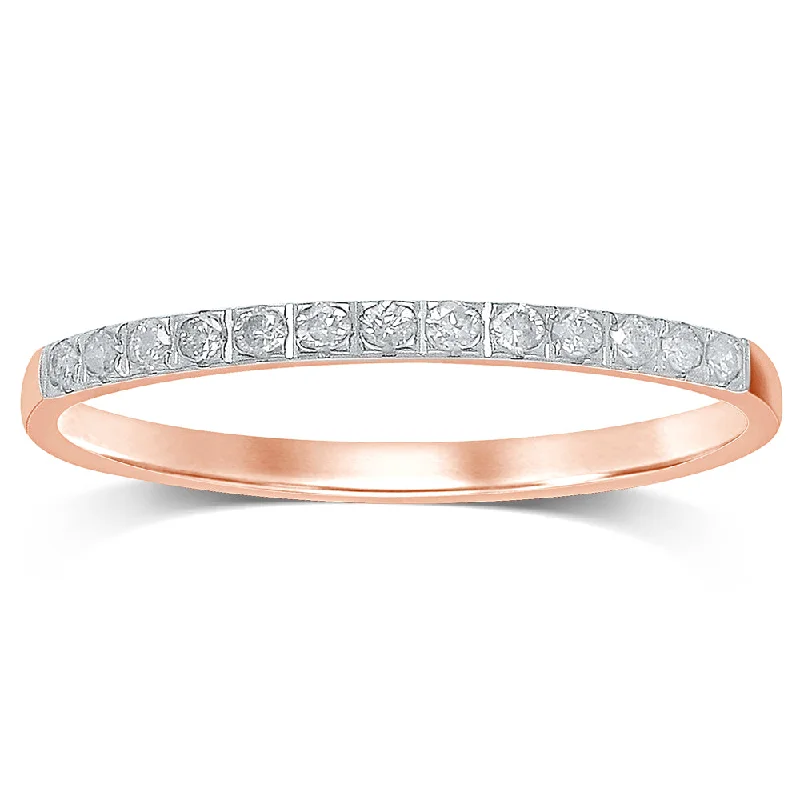 Fine heart rings-9ct Rose Gold Eternity Ring with 13 Diamonds