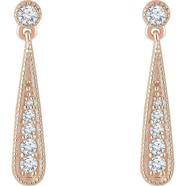 Galaxy glow earrings-14KT GOLD 1/6 CTW DIAMOND TEARDROP EARRINGS