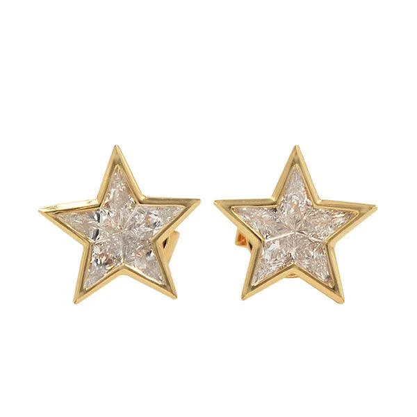 Thin wire earrings-VDE25362 - Diamond Star Earrings