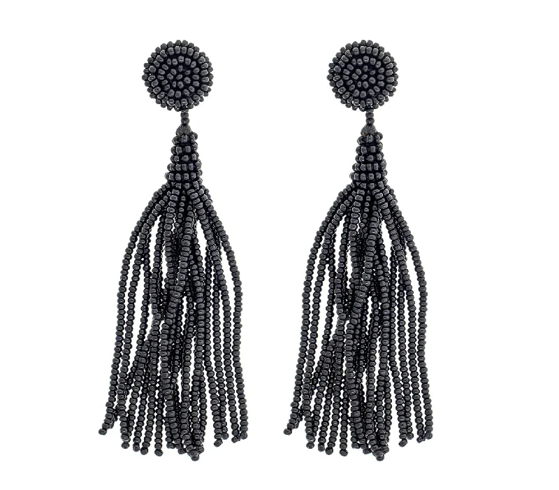 Vine pattern earrings-<br>The Finley Earring <br> Black