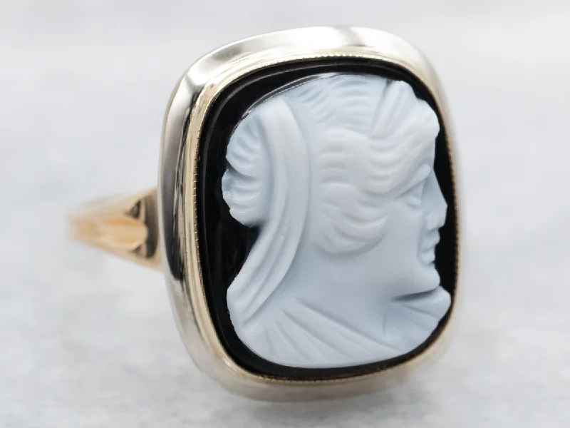 Square shape rings-Vintage Sardonyx Cameo Ring