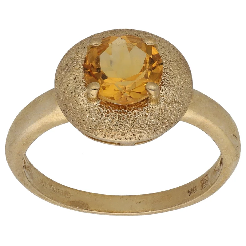 Solid stone rings-9ct Gold Citrine Single Stone Ring Size P