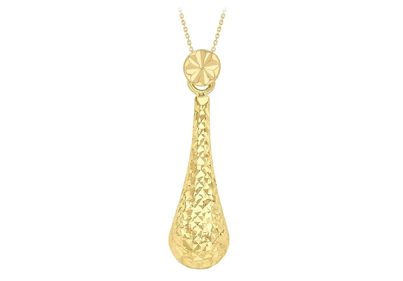 Thin wire necklaces-9ct Yellow Gold Sliding Tear Drop Necklace