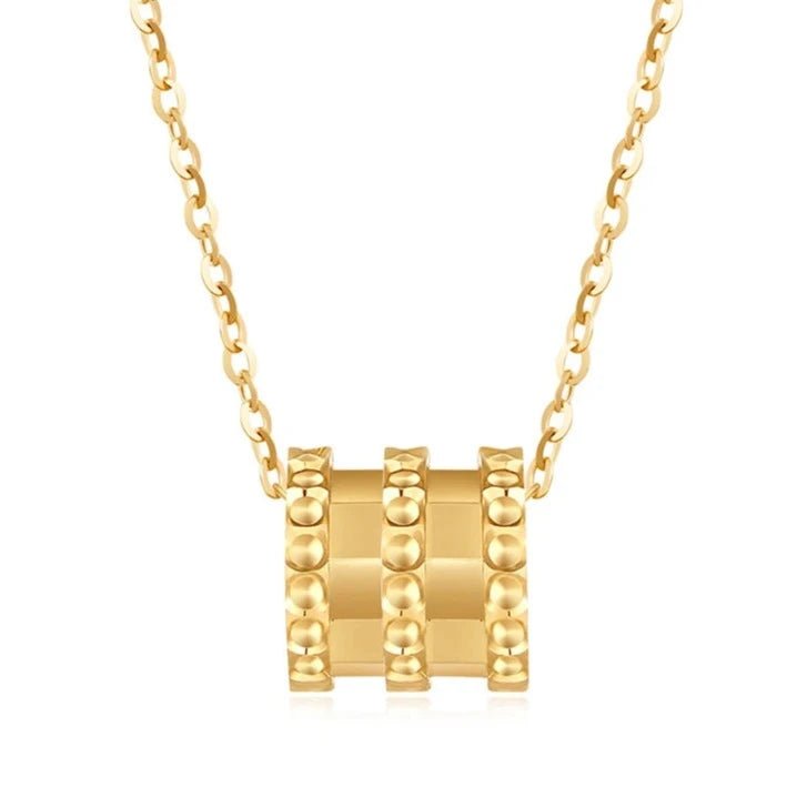 Sharp-line necklaces-18k Yellow Gold Tubular Design Pendant Necklace