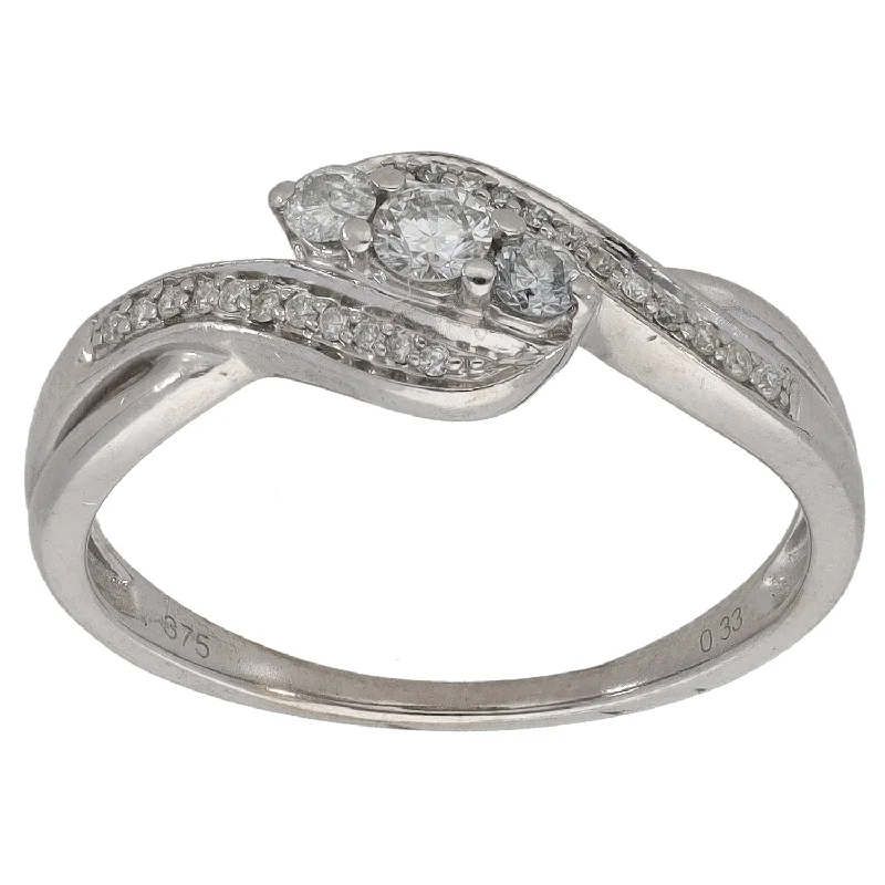 Clear star rings-9ct White Gold 0.33ct Diamond Dress/Cocktail Ring Size S