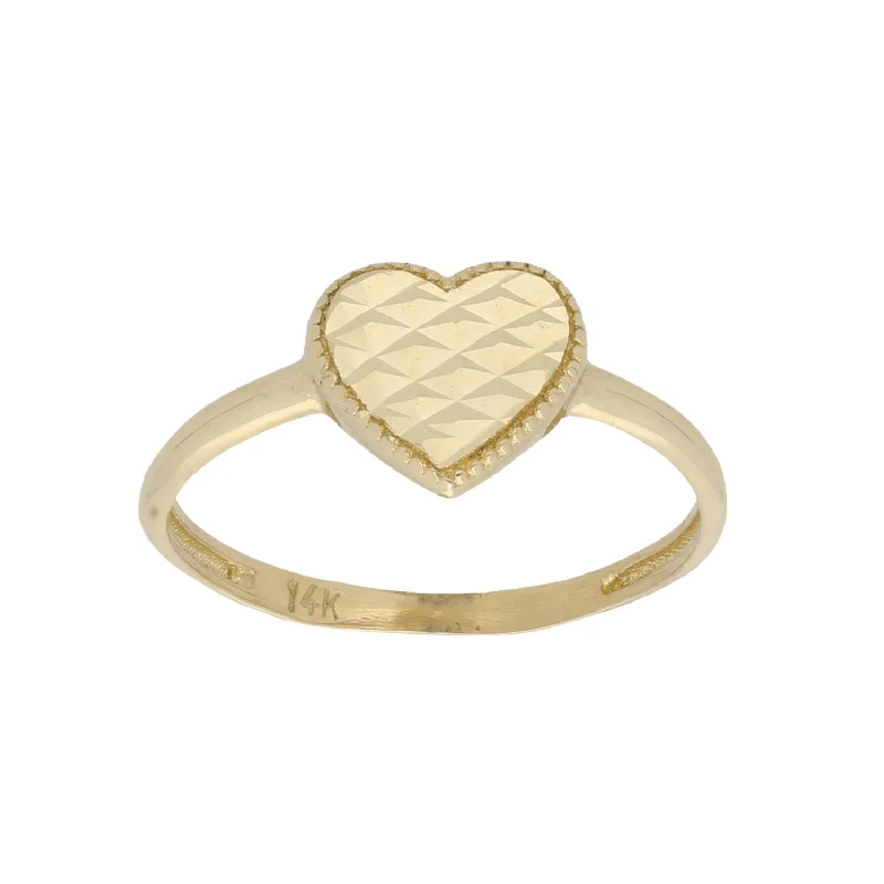 Sun theme rings-New 14ct Gold Patterned Heart Ring