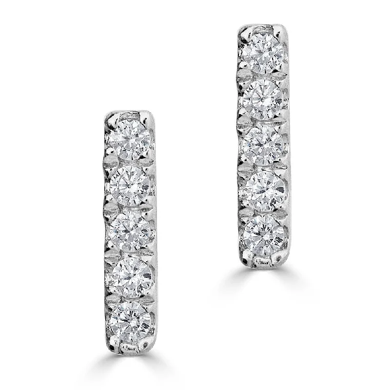 Soft triangle earrings-EMILIQUE 14KT GOLD 0.06 CTW DIAMOND BAR STUD EARRINGS