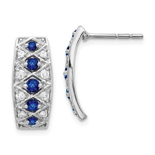 Hope eye earrings-14KT WHITE GOLD 0.52 CTW SAPPHIRE & 0.28 CTW DIAMOND FANCY EARRINGS