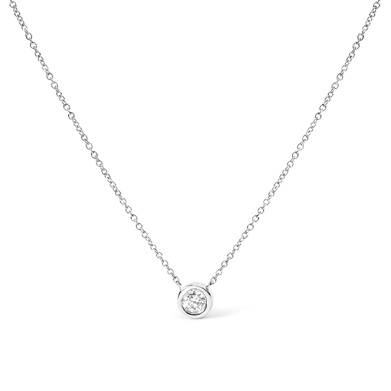 Coil knot necklaces-14K Gold Lab Grown Diamond Modern Bezel-Set Solitaire 16"-18" Pendant Necklace