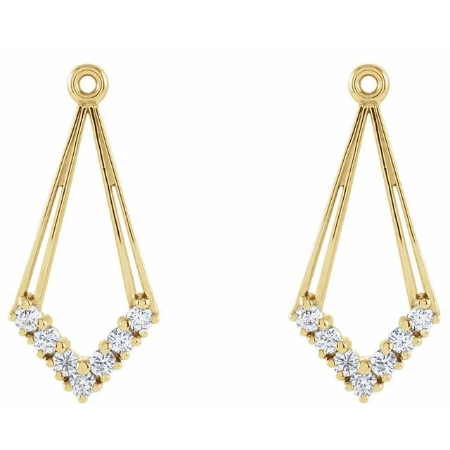 Stone-twisted earrings-14KT Yellow Gold Round Diamond Earring Jackets