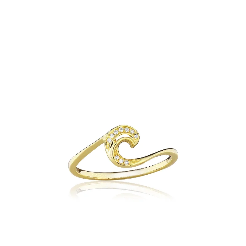 Tri-tone rings-Diamond Mini Wave Ring