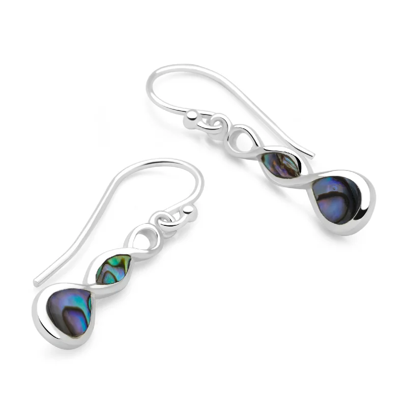 Braid bead earrings-Abalone Infinity Earrings