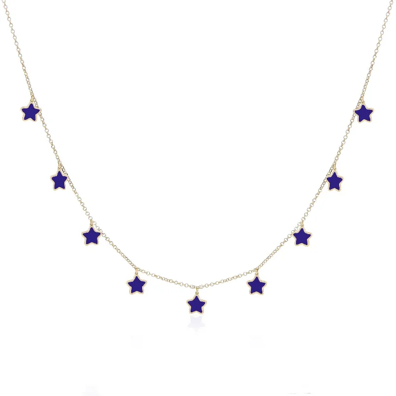 Hope eye necklaces-Lapis Star Dangle Necklace