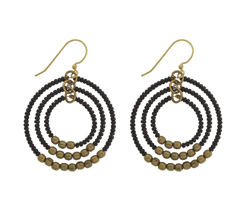 Sleek drop earrings-<br> Gyroscope Earring <br> Black