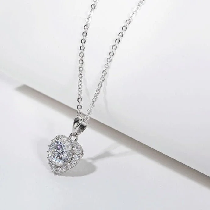 Reed weave necklaces-2.0 Ct Diamond Heart Shape Pendant Necklace